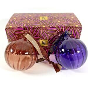 NESPRESSO Two Festive Borosilicate Glass Bauble Christmas Ornaments